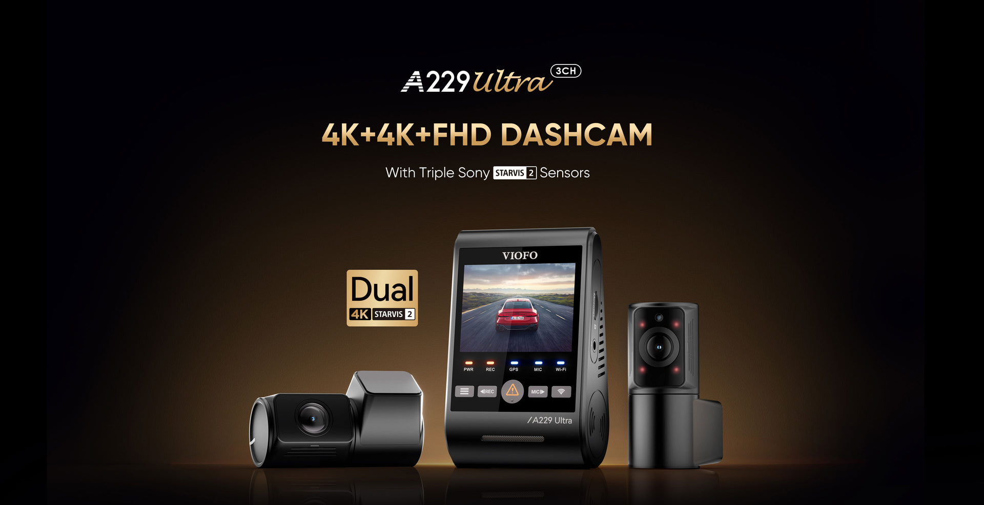 VIOFO A229 Ultra 4K + 4K Dash Cam — 3-Channel (Front + Rear + Interior) feature 1