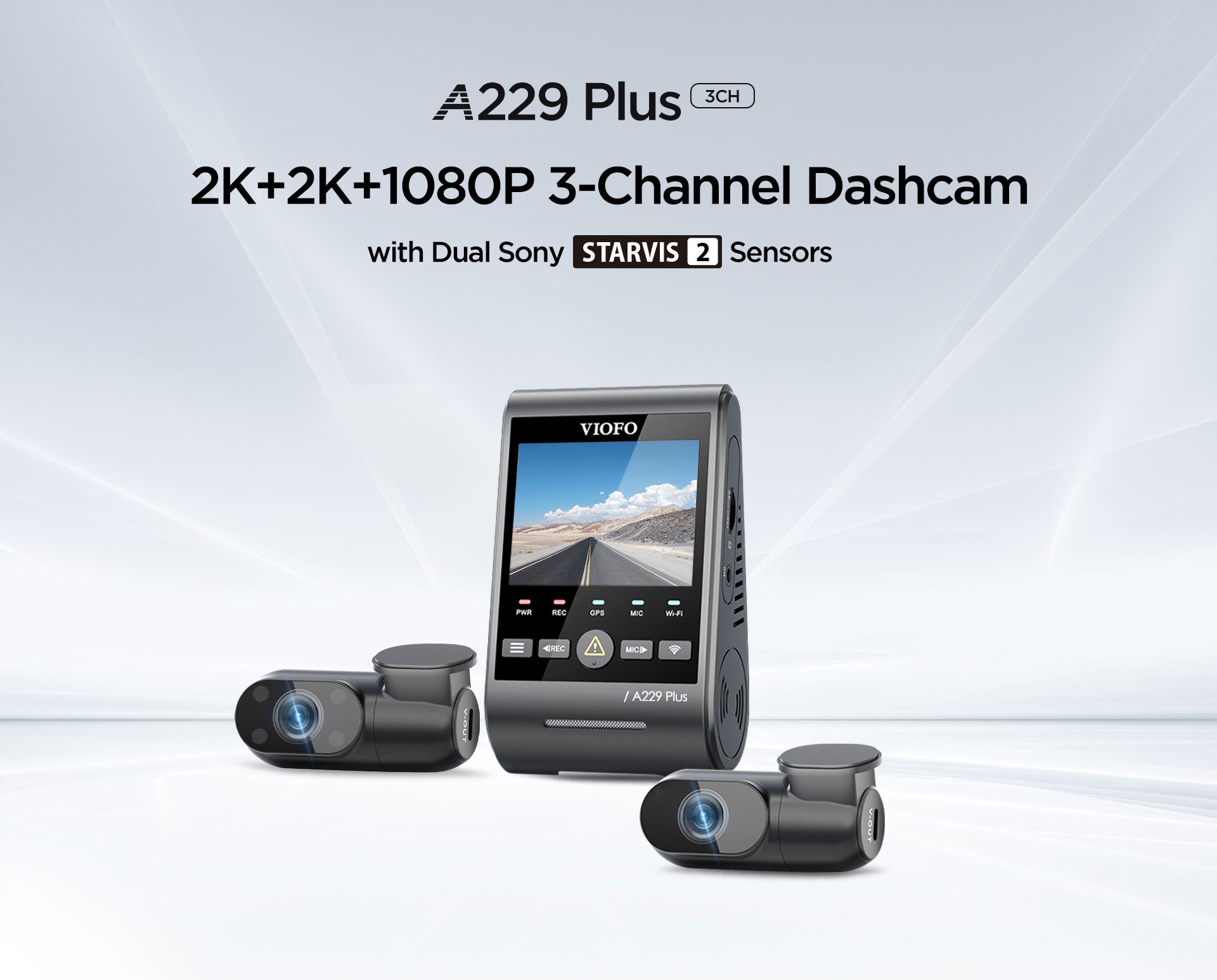 VIOFO A229 Plus 2K + 2K Dash Cam — 3-Channel (Front + Rear + Interior) feature 1