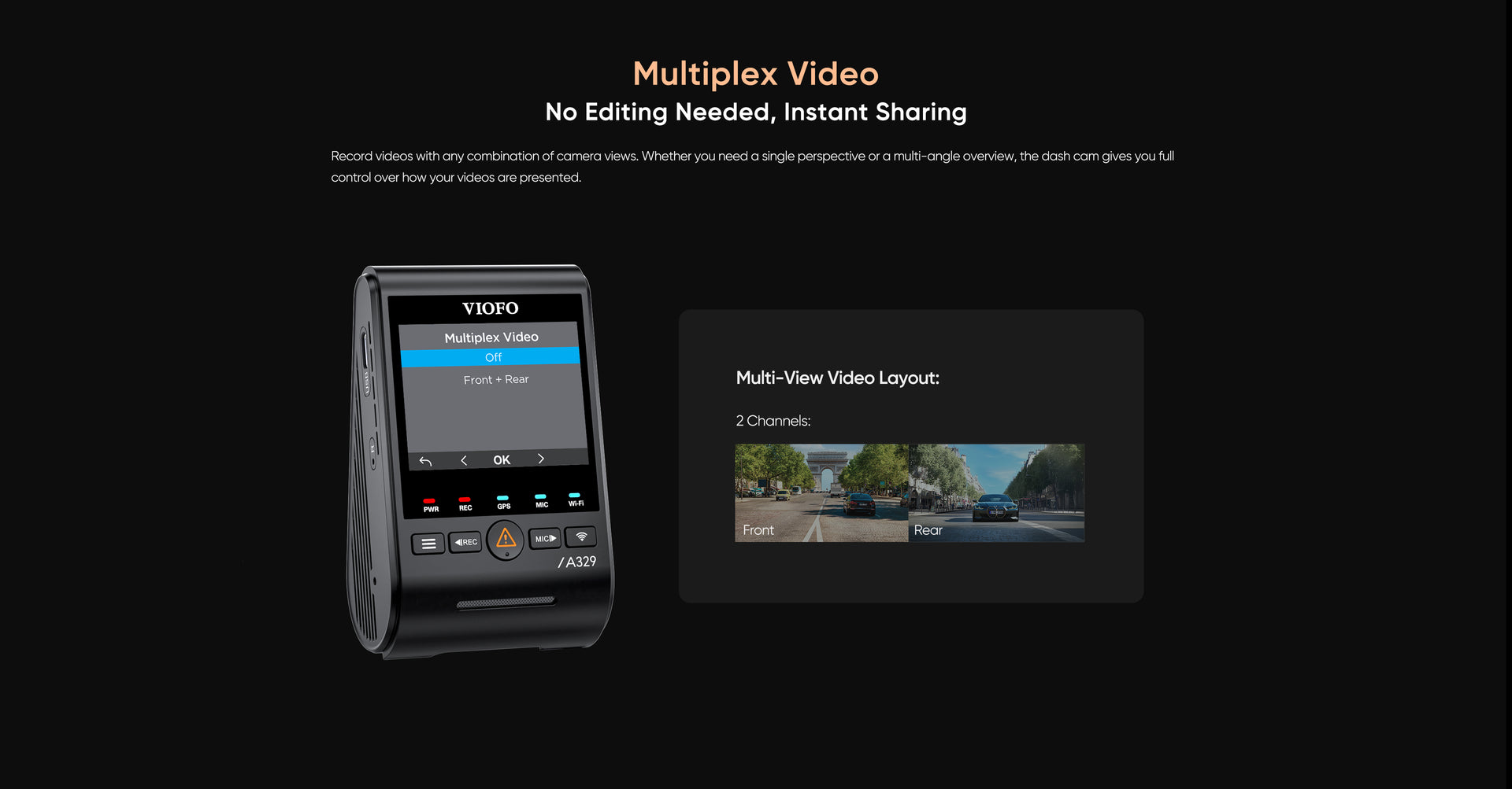VIOFO A329S 4K 60fps Dash Cam — 2-Channel (Front + Rear) feature 17