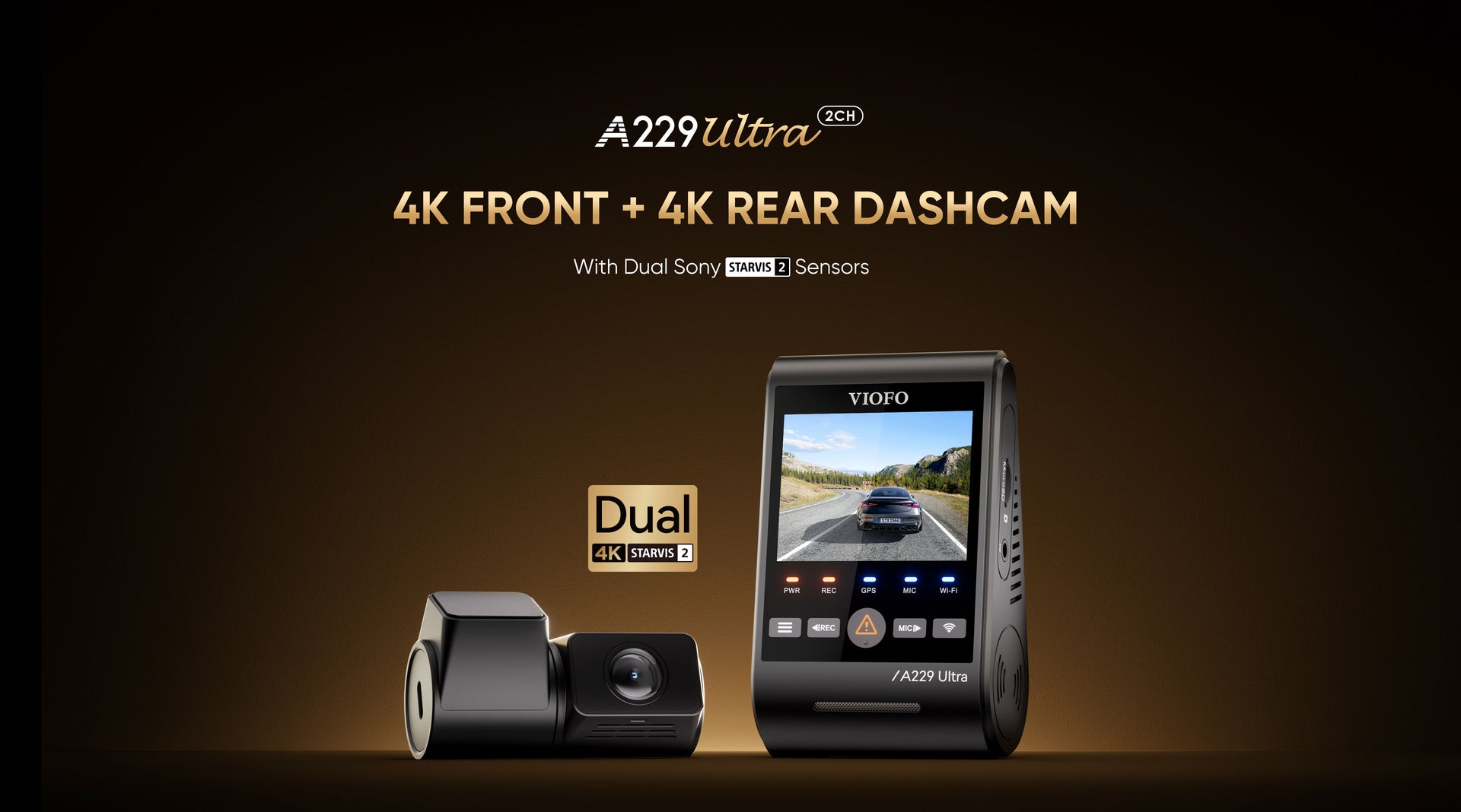 VIOFO A229 Ultra 4K + 4K Dash Cam — 2-Channel (Front + Rear) feature 1