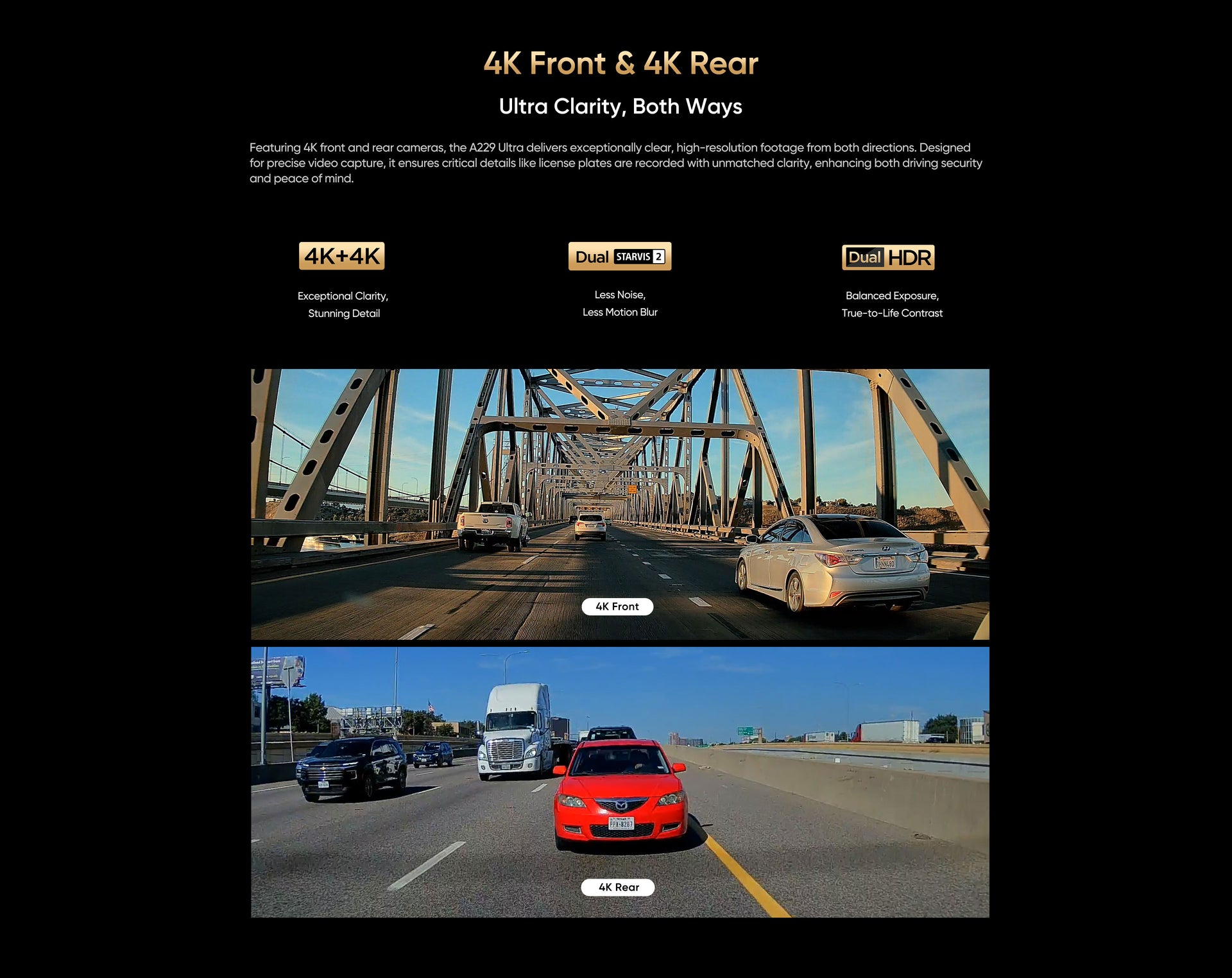 VIOFO A229 Ultra 4K + 4K Dash Cam — 2-Channel (Front + Rear) feature 3