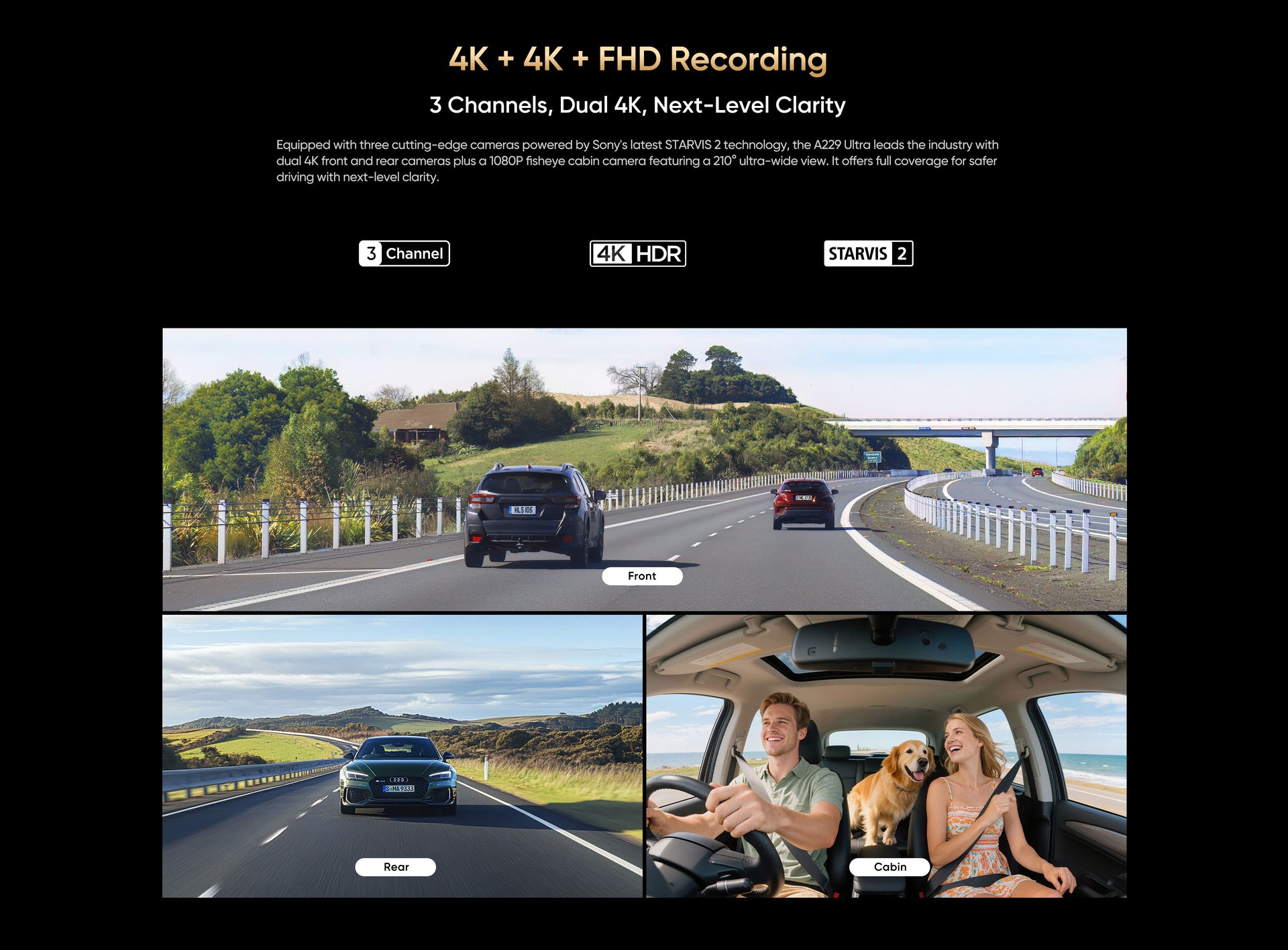 VIOFO A229 Ultra 4K + 4K Dash Cam — 3-Channel (Front + Rear + Interior) feature 3