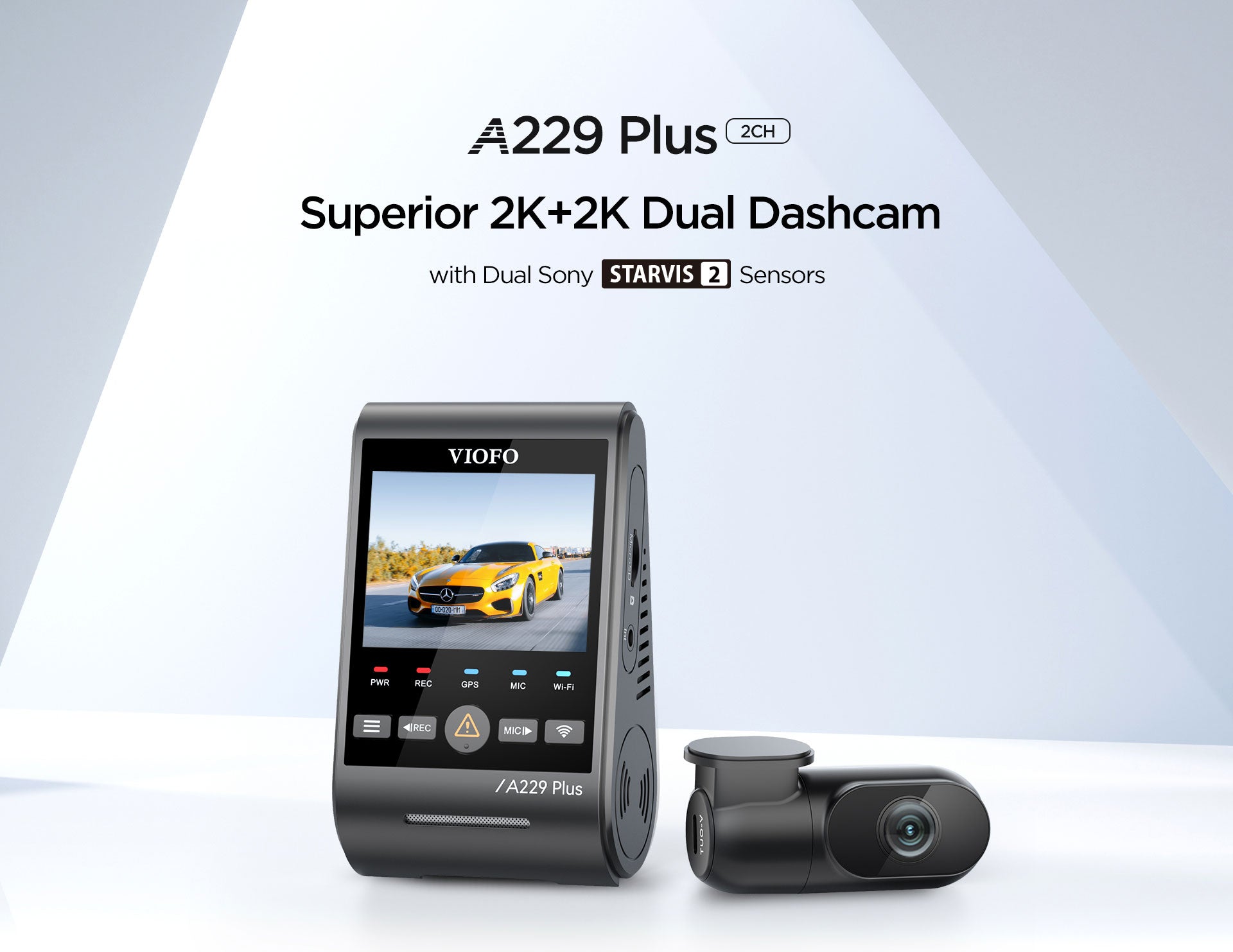 VIOFO A229 Plus 2K + 2K Dash Cam — 2-Channel (Front + Rear) feature 1