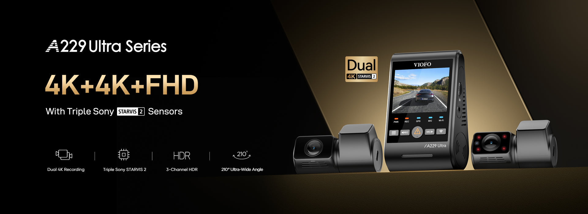 VIOFO A229 Ultra 4K front and rear banner