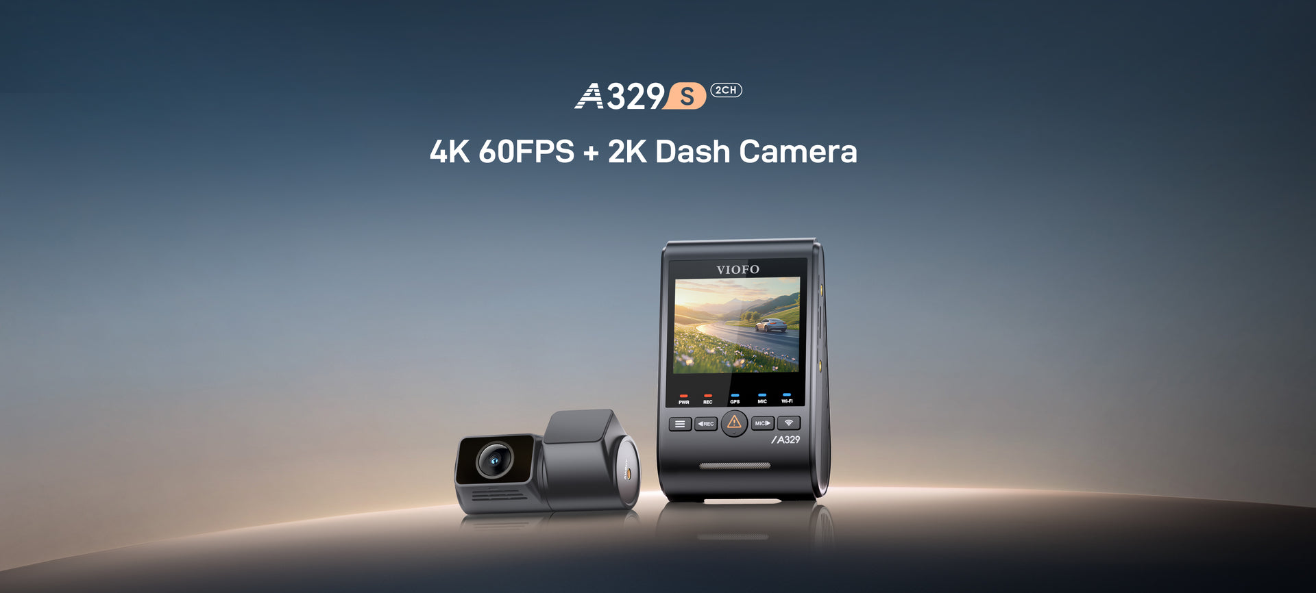 VIOFO A329S 4K 60fps Dash Cam — 2-Channel (Front + Rear) feature 1
