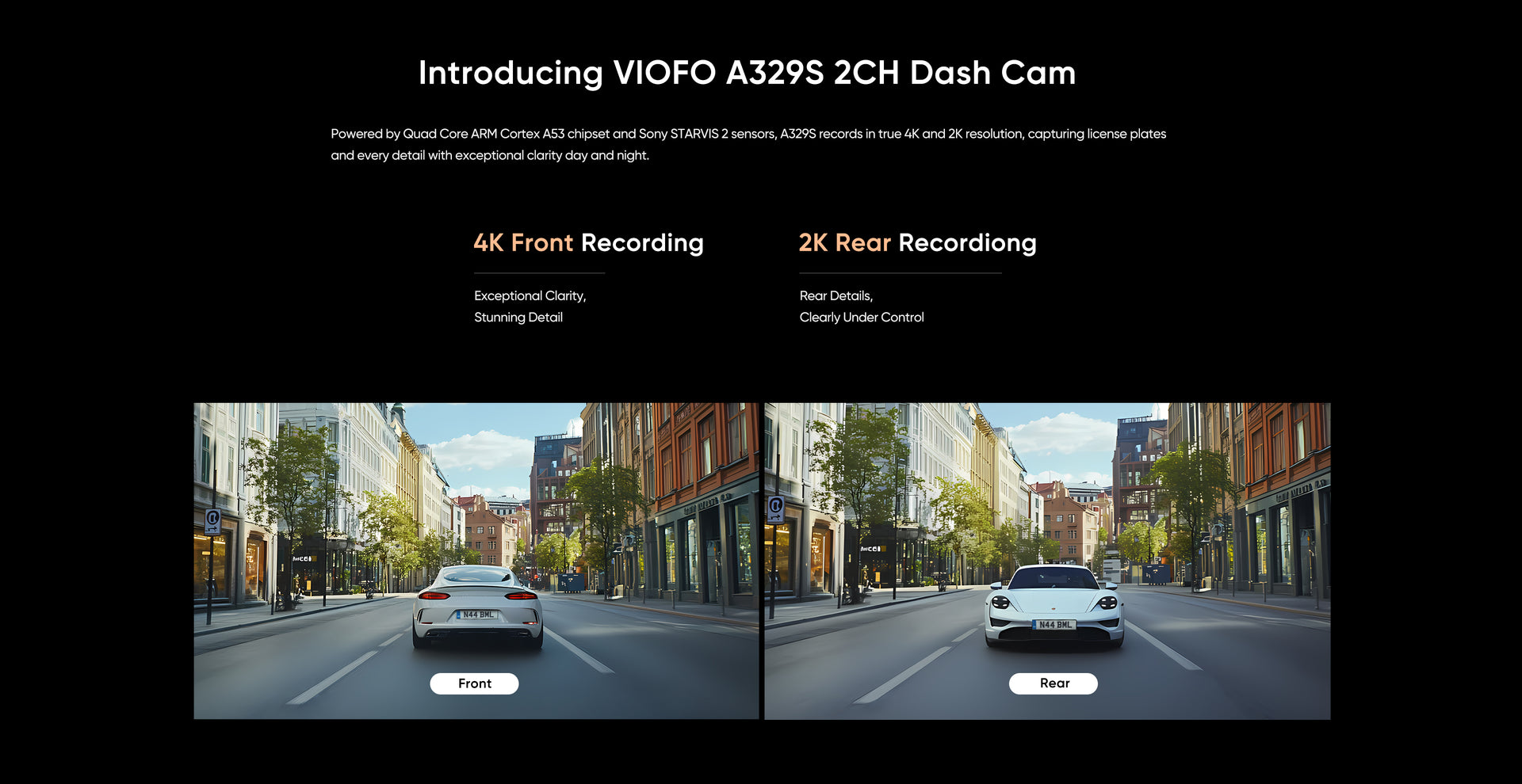 VIOFO A329S 4K 60fps Dash Cam — 2-Channel (Front + Rear) feature 3