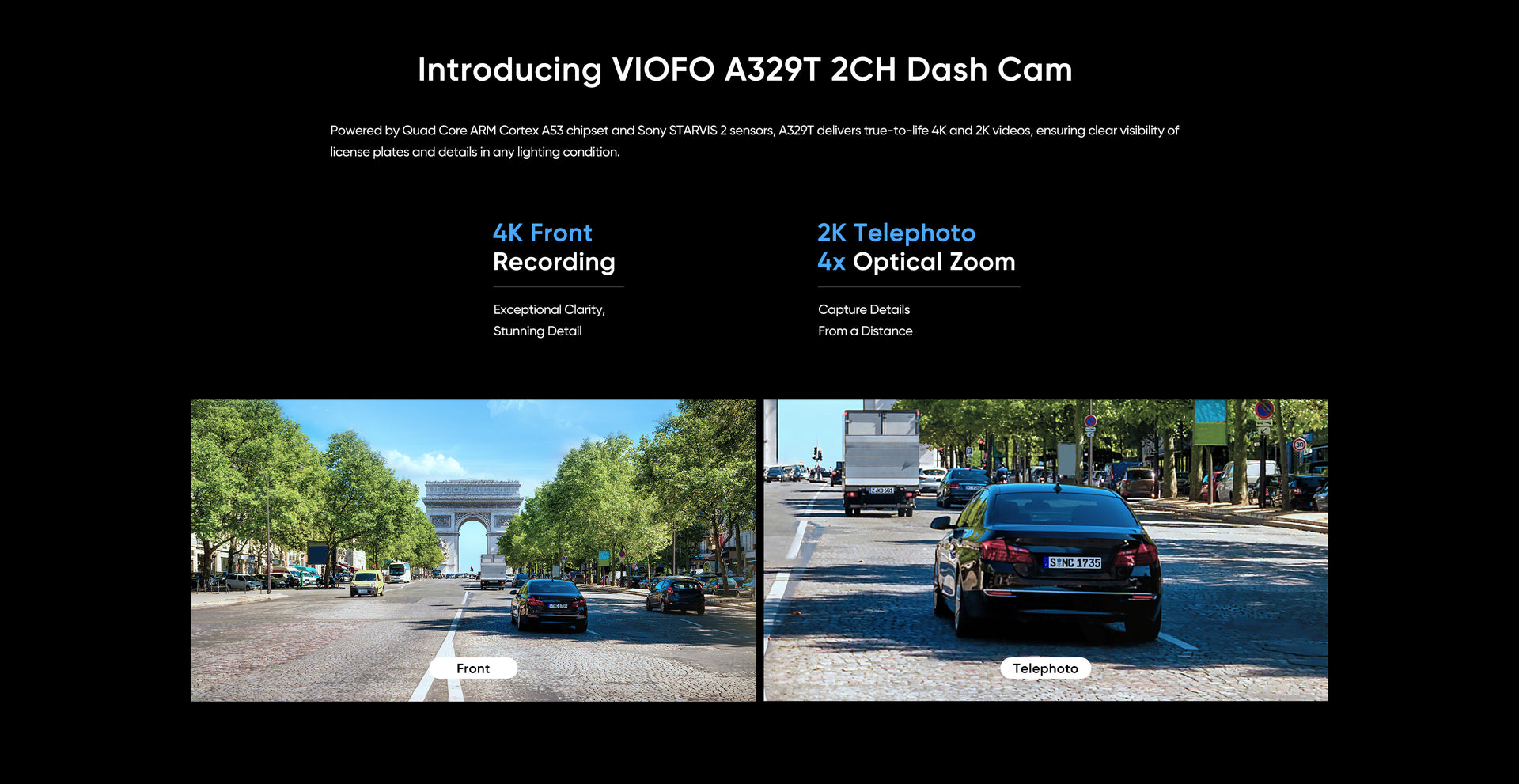 VIOFO A329T 4K Telephoto Dash Cam — 2-Channel (Front + Rear) feature 3