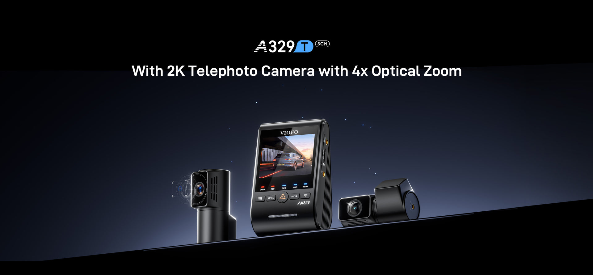 VIOFO A329T 4K Telephoto Dash Cam — 3-Channel (Front + Rear + Telephoto) feature 1