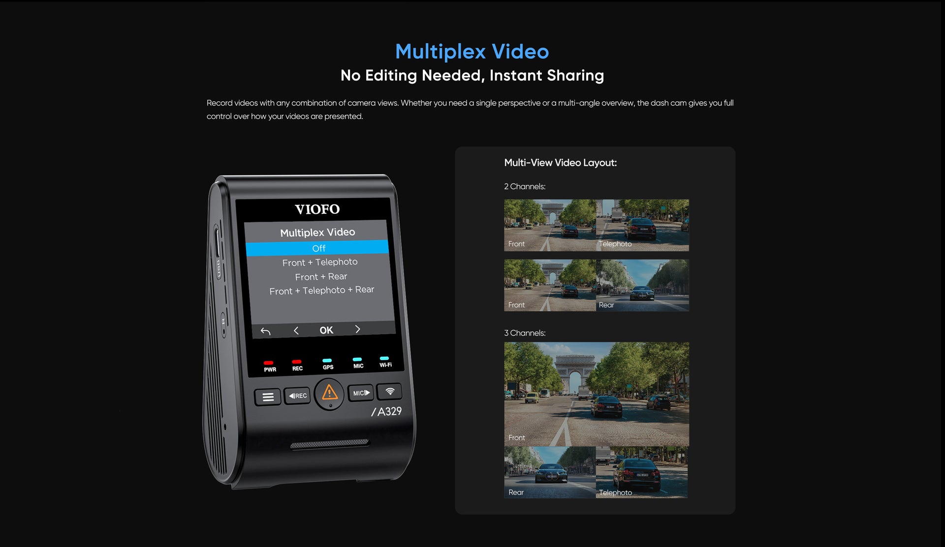 VIOFO A329T 4K Telephoto Dash Cam — 3-Channel (Front + Rear + Telephoto) feature 19